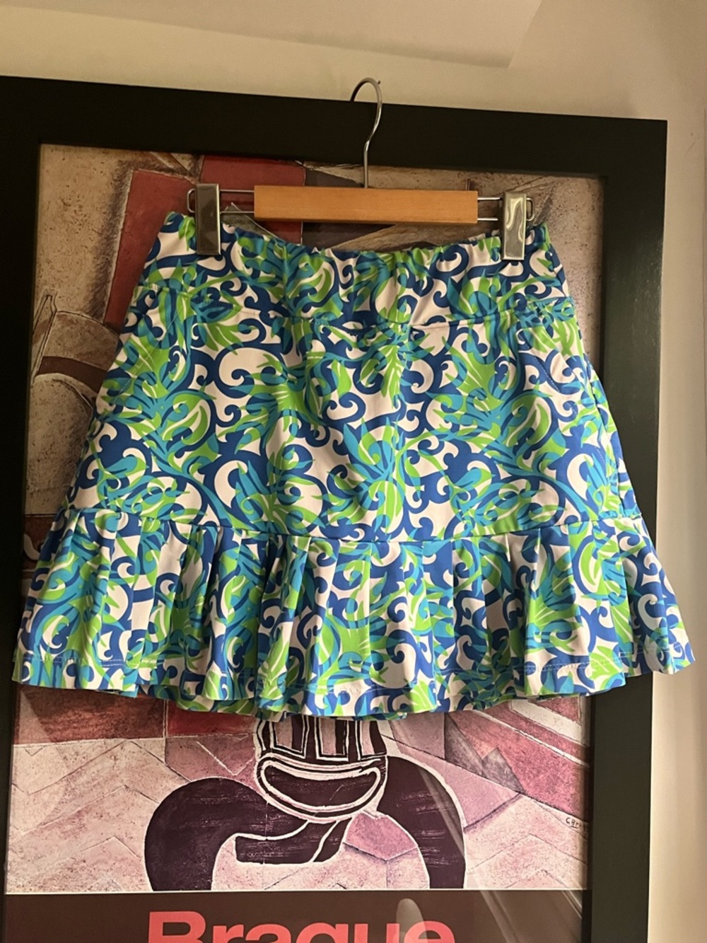 NWOT Katherine Way Pickleball Golf Tennis Abstract Blue Green White Skort S